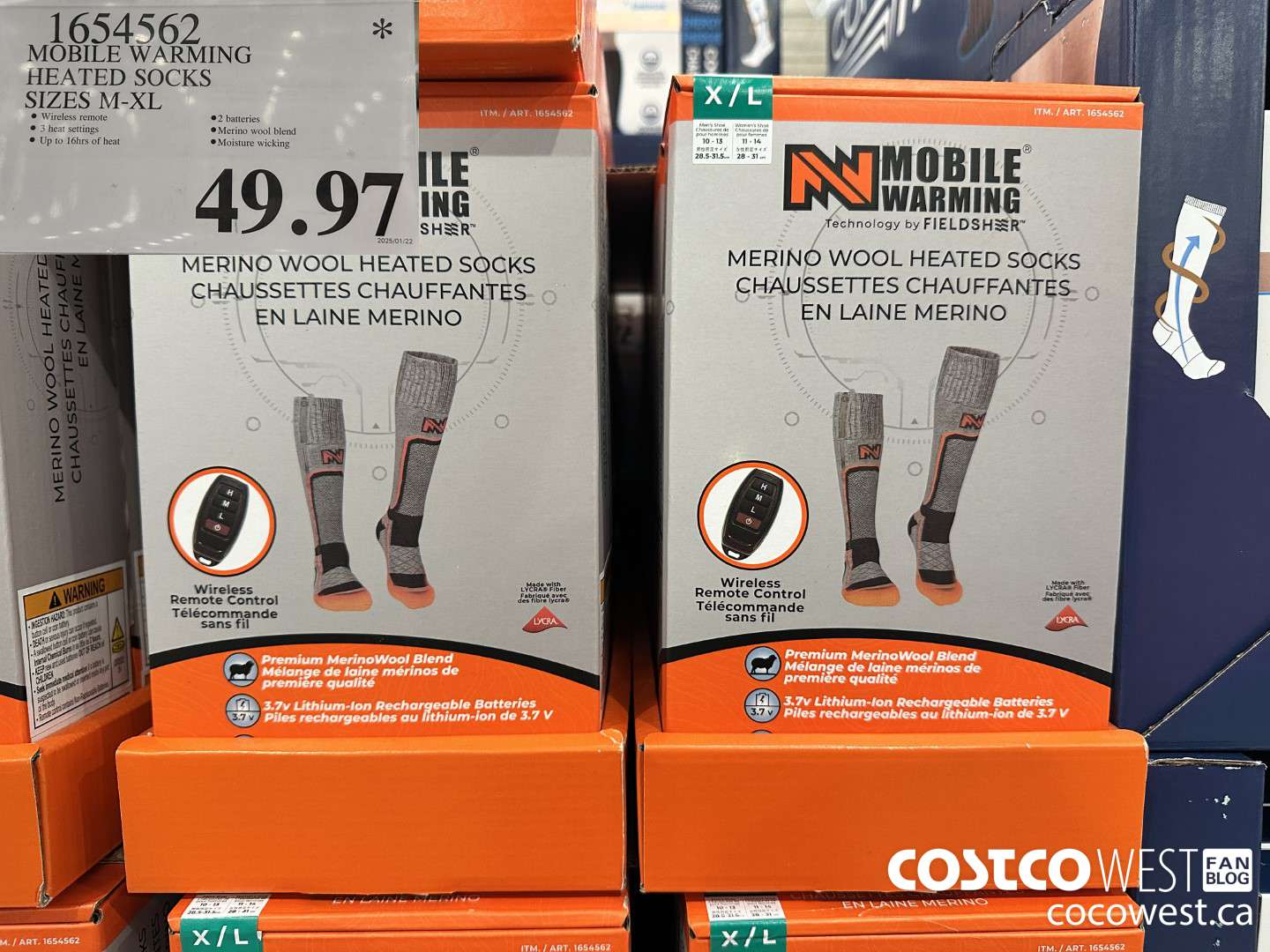 1654562 MOBILE WARMING HEATED SOCKS SIZES M-XL $49.97