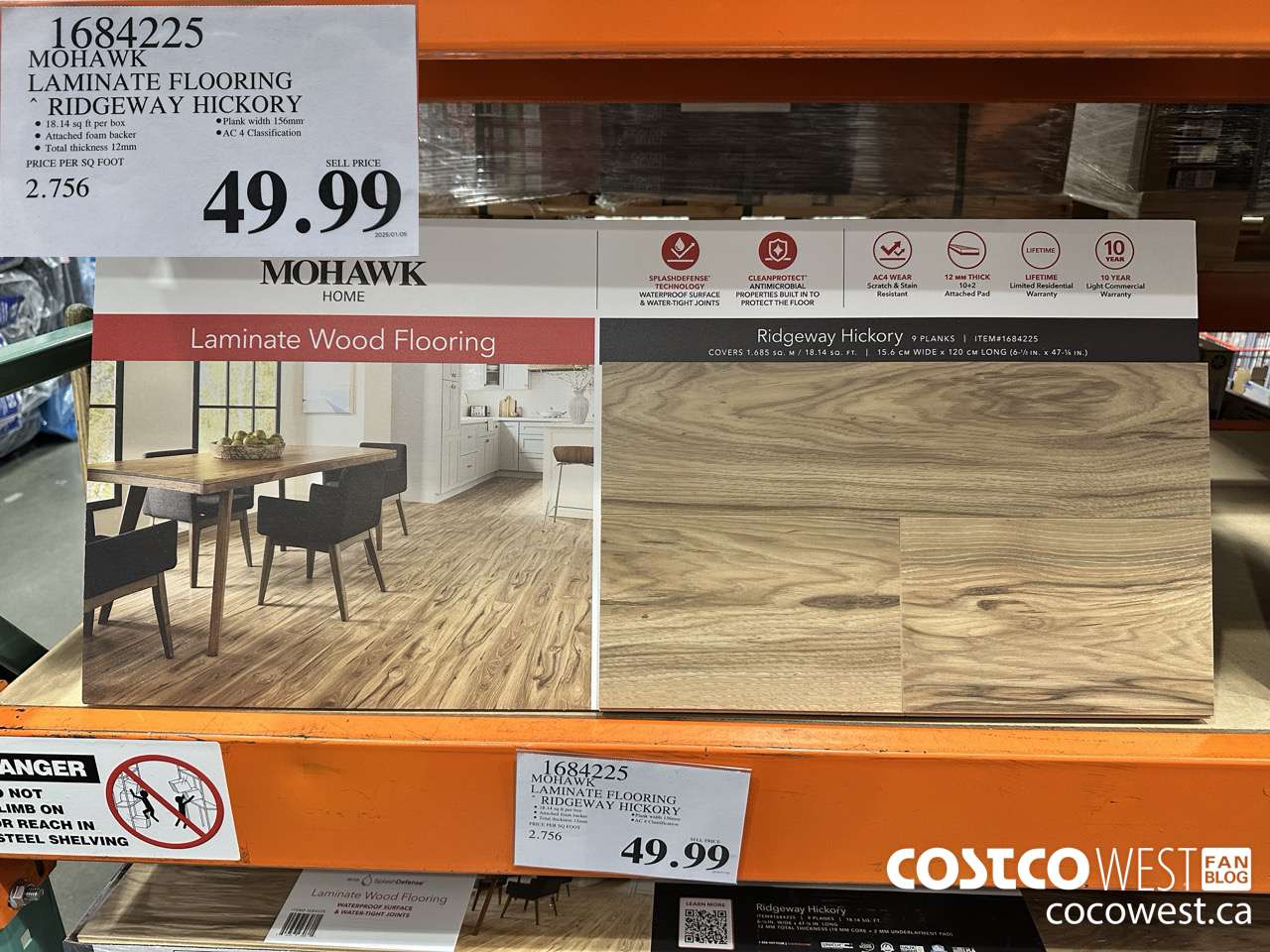 1684225 MOHAWK LAMINATE FLOORING RIDGEWAY HICKORY $49.99