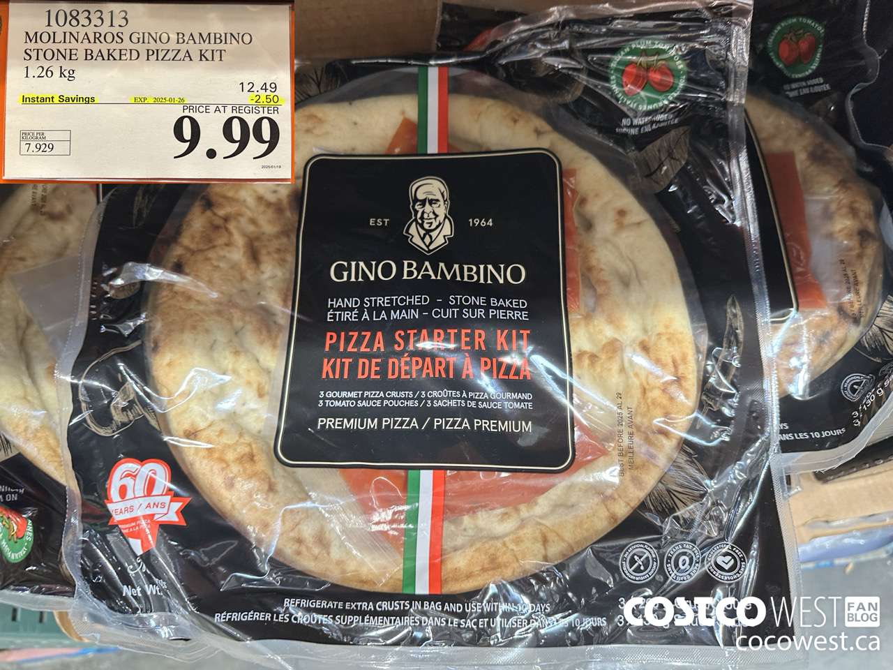 1083313 MOLINAROS GINO AMBINO STONE BAKED PIZZA KIT 1.26KG ($2.50 INSTANT SAVINGS EXPIRES ON 2025-01-26) $9.99