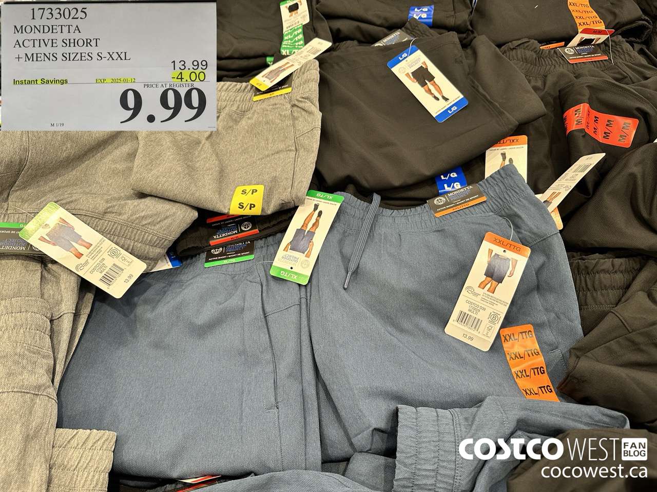 1733025 MONDETTA ACTIVE SHORT MENS SIZES S-XXL  ($4.00 INSTANT SAVINGS EXPIRES ON 2025-01-12) $9.99