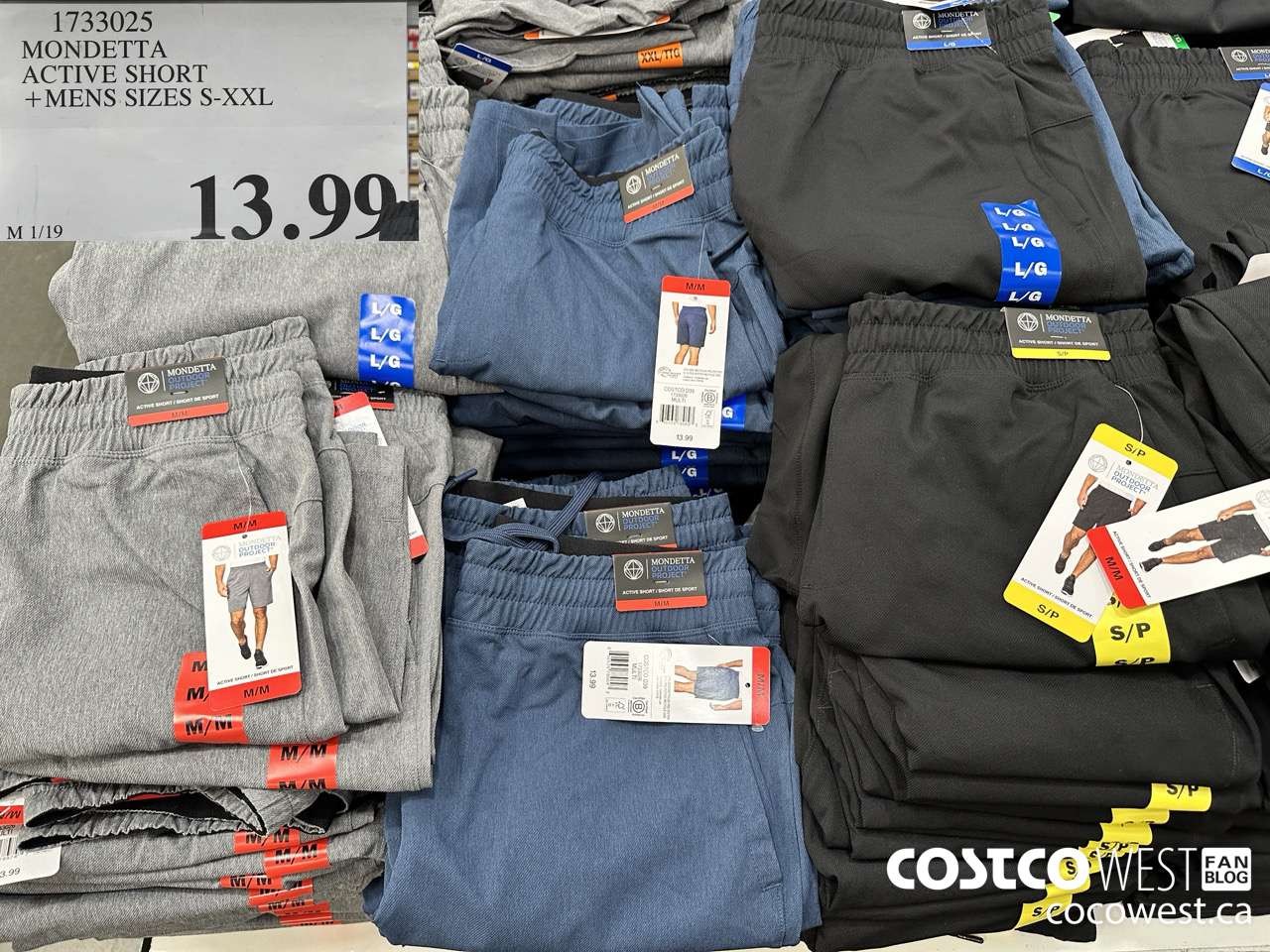 1733025 MONDETTA ACTIVE SHORT MENS SIZES S-XXL  $13.99