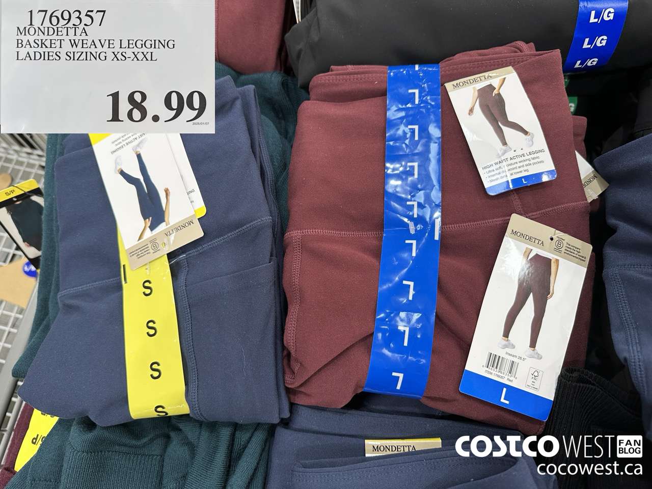 1769357 MONDETTA BASKET WEAVE LEGGING LADIES SIZING XS-XXL $18.99