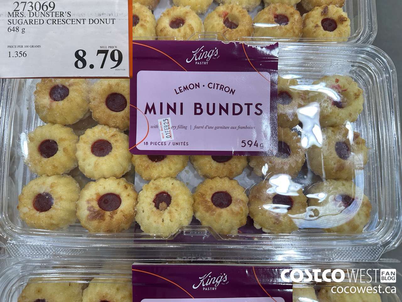 273069 MRS. DUNSTER'S SUGARED CRESCENT DONUT 648G $8.79