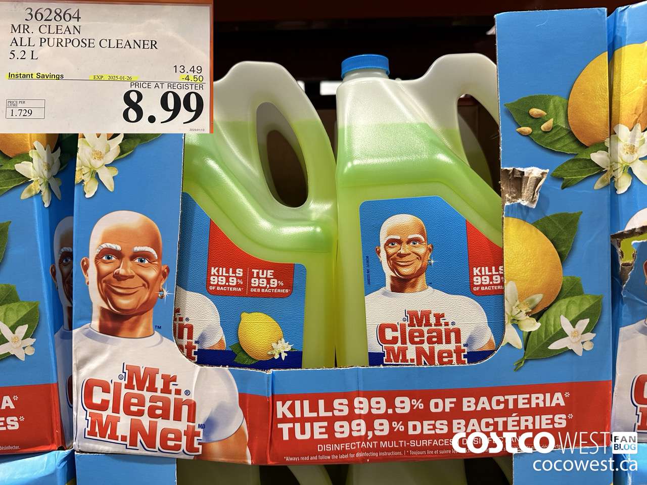 362864 MR. CLEAN ALL PURPOSE CLEANER 5.2 L ($4.50 INSTANT SAVINGS EXPIRES ON 2025-01-26) $8.99