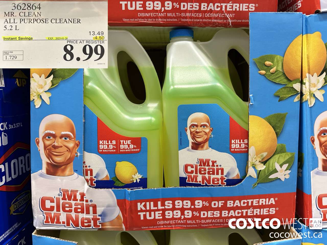 362864 MR. CLEAN ALL PURPOSE CLEANER 5.2 L ($4.50 INSTANT SAVINGS EXPIRES ON 2025-01-26) $8.99
