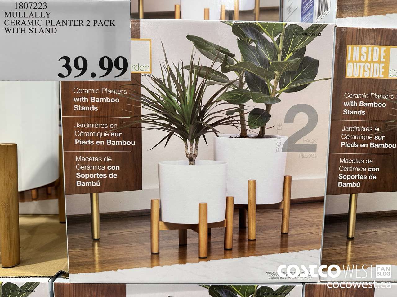 1807223 MULLALLY CERAMIC PLANTER 2 PACK WITH STAND $39.99