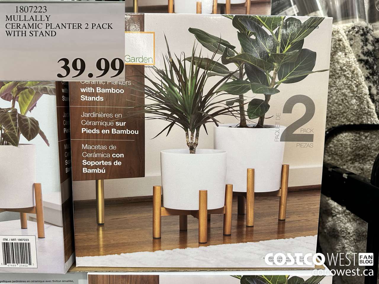 1807223 MULLALLY CERAMIC PLANTER 2 PACK WITH STAND $39.99