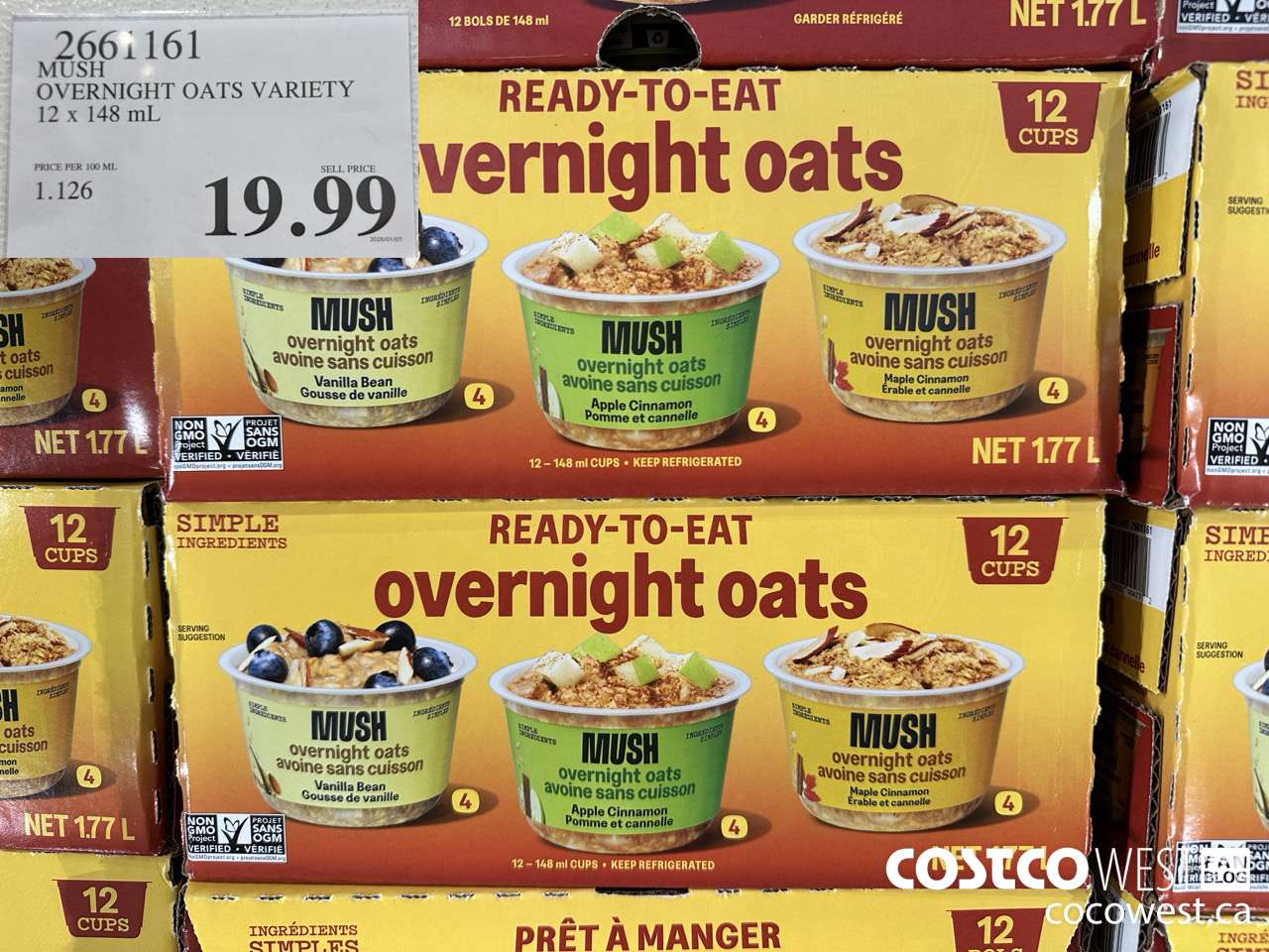 2661161 MUSH OVERNIGHT OATS VARIETY 12 X 141G $19.99