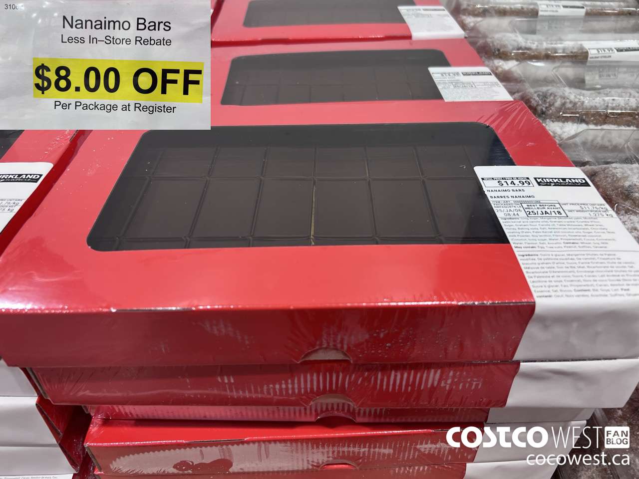 31062 NANAIMO BARS 1.275KG ($8.00 INSTANT SAVINGS)
