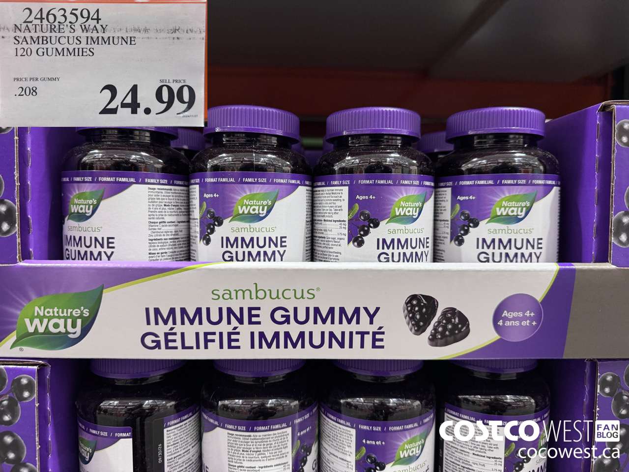 2463594 NATURE'S WAY SAMBUCUS IMMUNE 120 GUMMIES $24.99