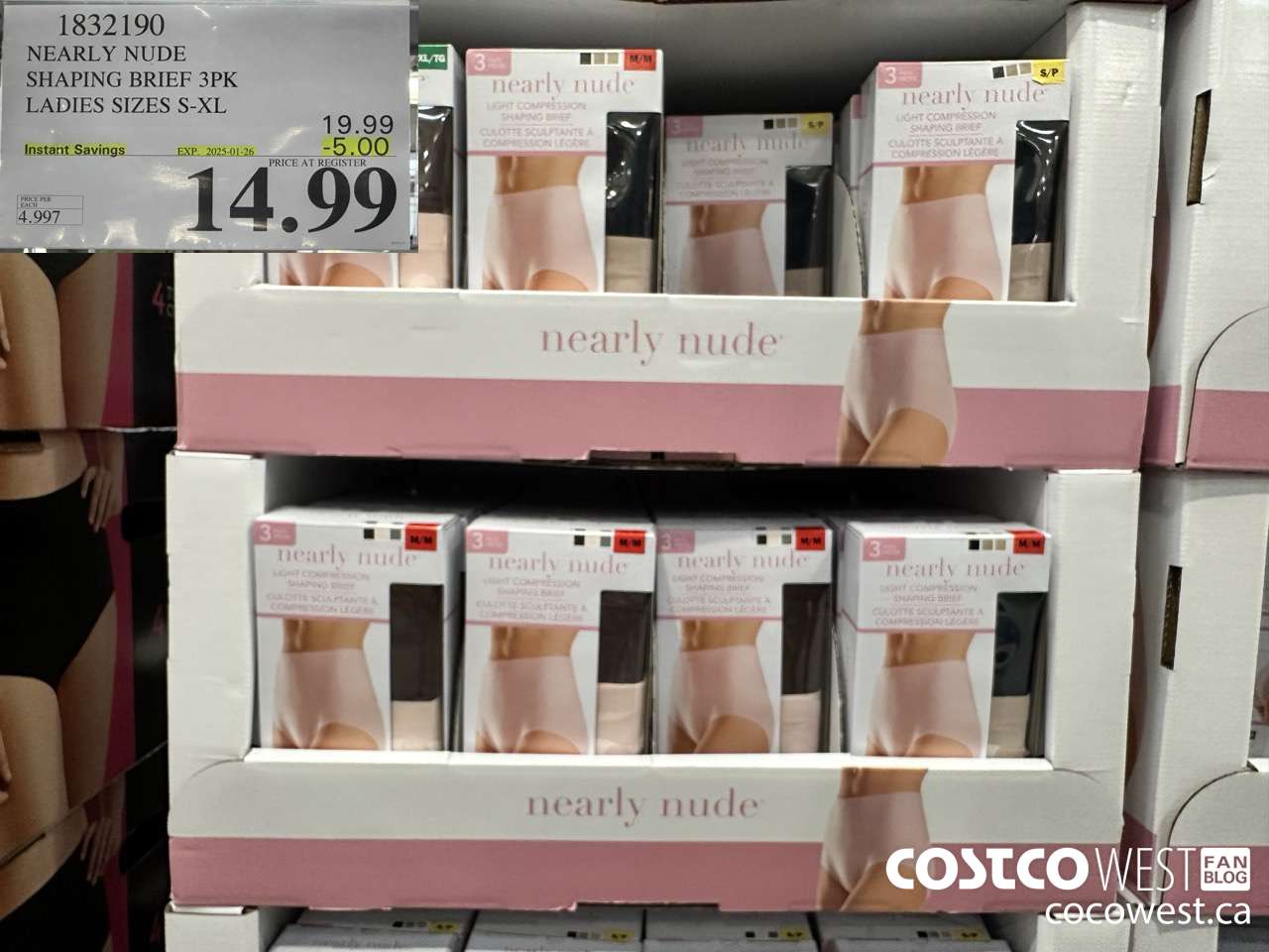 1832190 NEARLY NUDE SHAPING BRIEF 3PK LADIES SIZES S-XL ($5.00 INSTANT SAVINGS EXPIRES ON 2025-01-26) $14.99