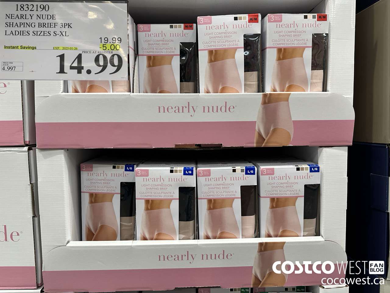 1832190 NEARLY NUDE SHAPING BRIEF 3PK LADIES SIZES S-XL ($5.00 INSTANT SAVINGS EXPIRES ON 2025-01-26) $14.99