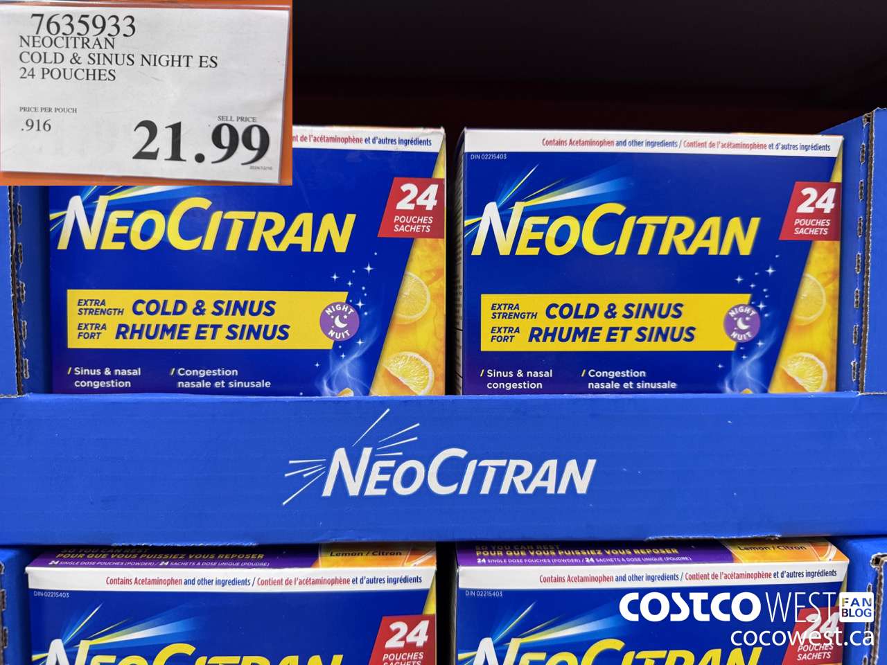 7635933 NEOCITRAN COLD & SINUS NIGHT ES 24 POUCHES $21.99
