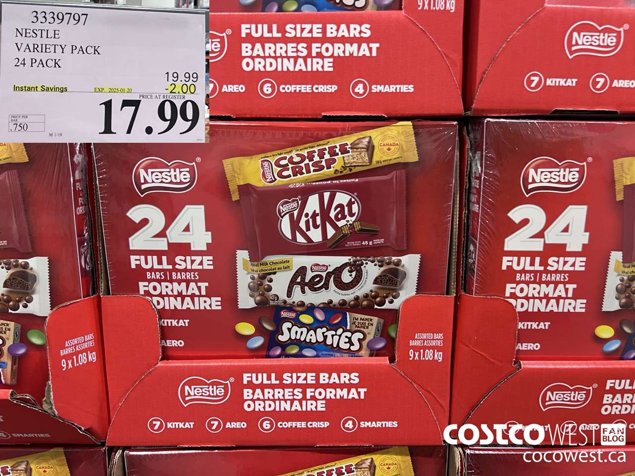 3339797 NESTLE VARIETY PACK 24 PACK ($2.00 INSTANT SAVINGS EXPIRES ON 2025-01-20) $17.99