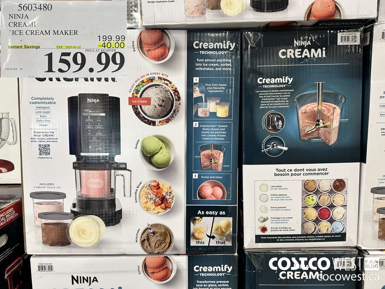 5603480 NINJA CREAMI ICE CREAM MAKER ($40.00 INSTANT SAVINGS EXPIRES ON 2025-01-12) $159.99