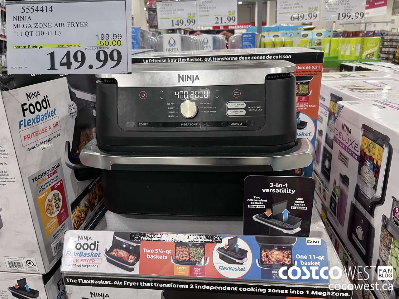 5554414 NINJA MEGA ZONE AIR FRYER 11 QT. (10,41 L) ($50.00 INSTANT SAVINGS EXPIRES ON 2025-01-22) $149.99