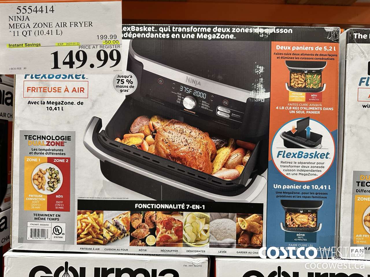 5554414 NINJA MEGA ZONE AIR FRYER 11 QT. (10,41 L) ($50.00 INSTANT SAVINGS EXPIRES ON 2025-01-22) $149.99
