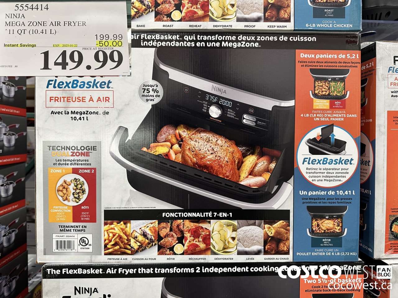 5554414 NINJA MEGA ZONE AIR FRYER 11 QT. (10,41 L) ($50.00 INSTANT SAVINGS EXPIRES ON 2025-01-22) $149.99