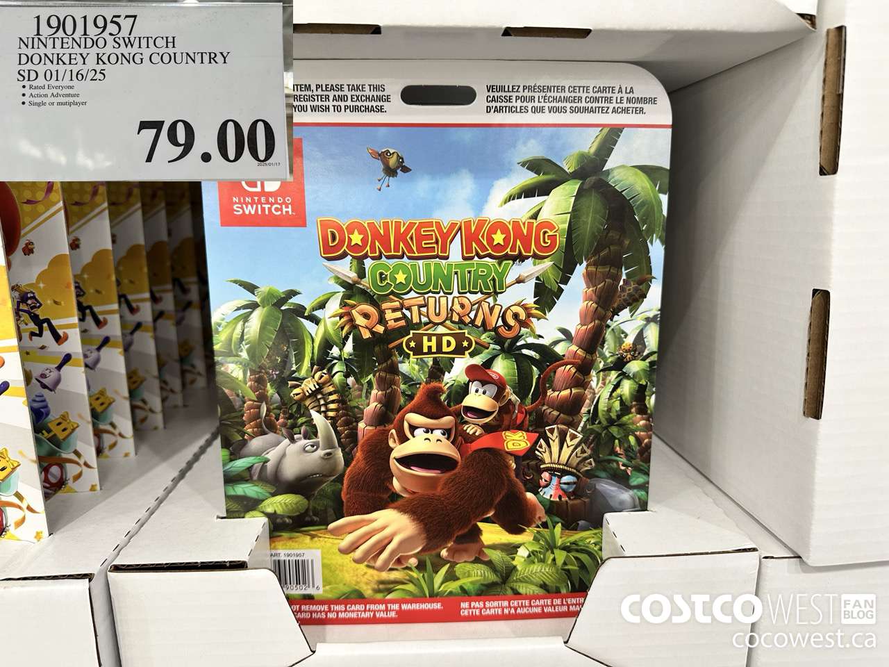 1901957 NINTENDO SWITCH DONKEY KONG COUNTRY SD 01/16/25 $79.00