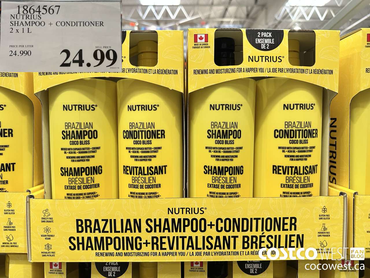 1864567 NUTRIUS SHAMPOO + CONDITIONER 2 X 1L $24.99