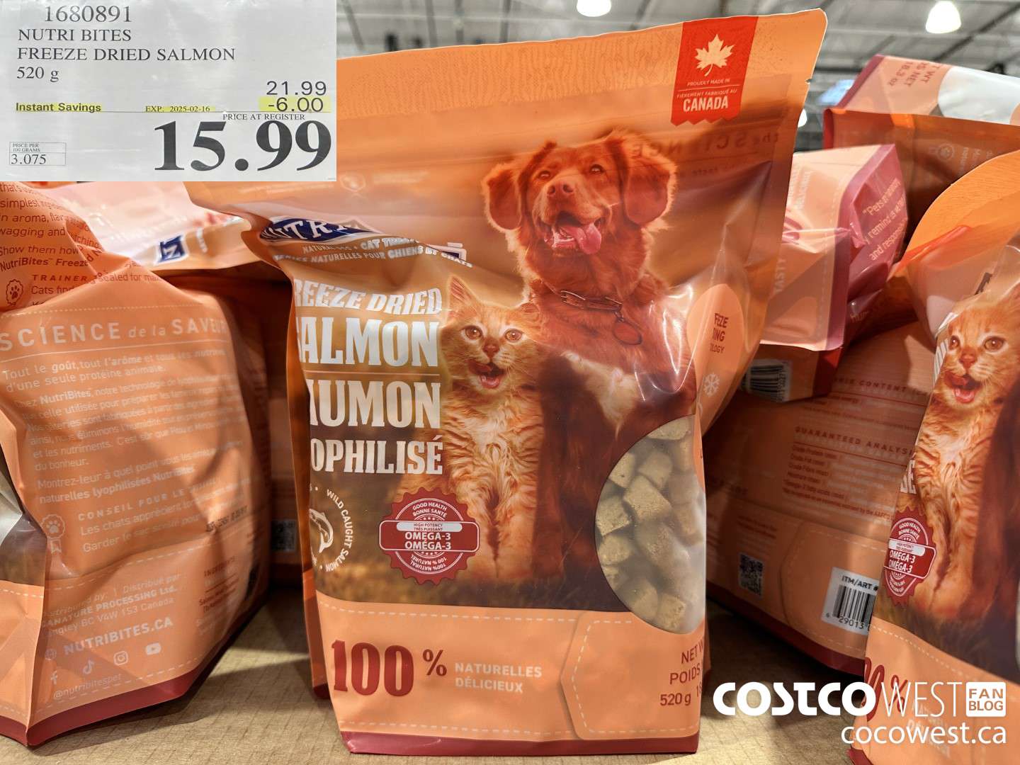 1680891 NUTRI BITES FREEZE DRIED SALMON 520G ($6.00 INSTANT SAVINGS EXPIRES ON 2025-02-16) $15.99