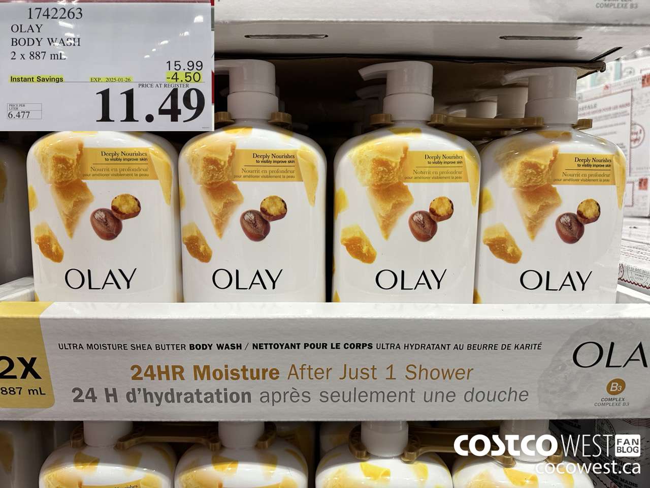 1742263 OLAY BODY WASH 2 X 887 ML ($4.50 INSTANT SAVINGS EXPIRES ON 2025-01-26) $11.49