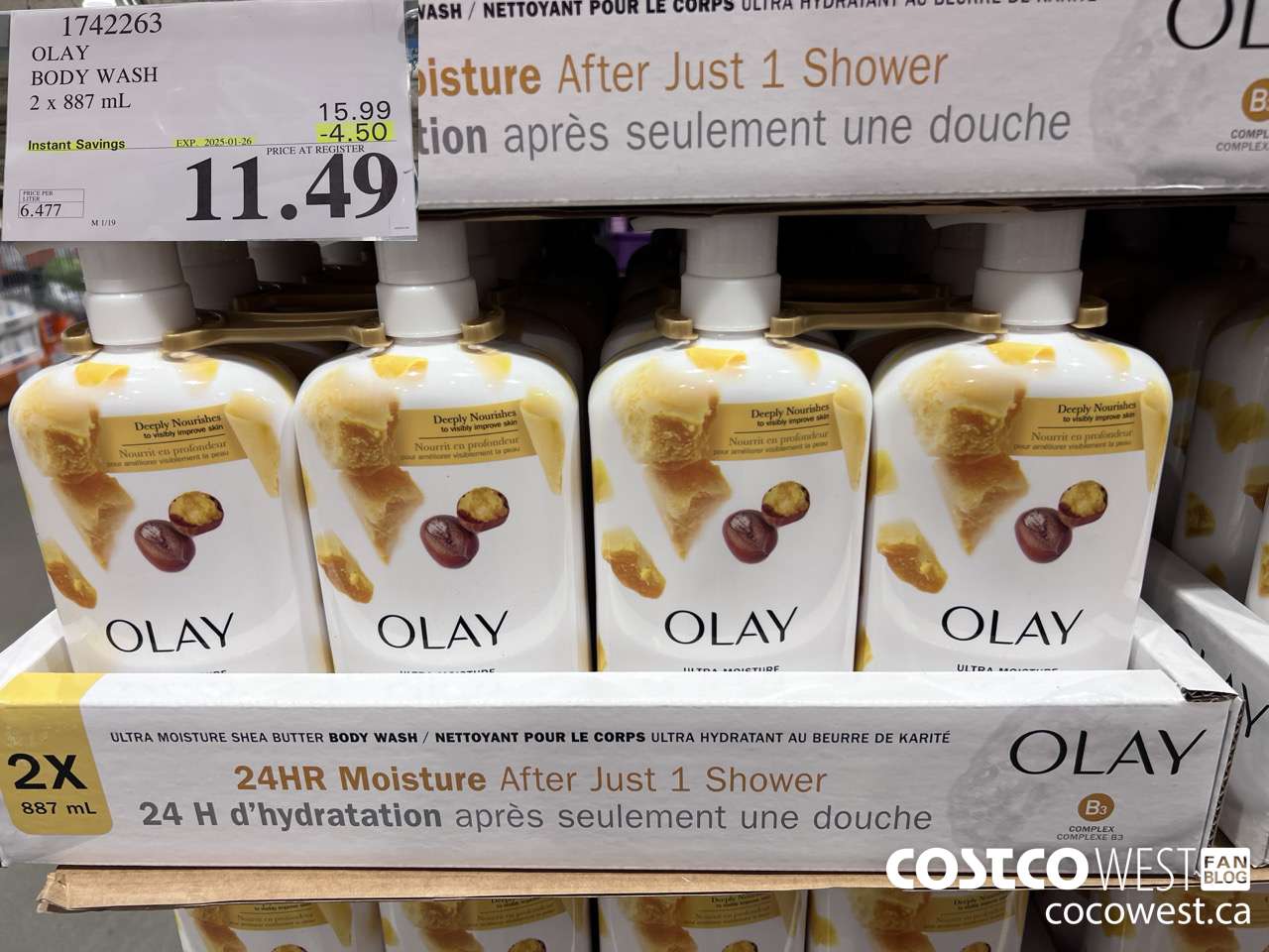 1742263 OLAY BODY WASH 2 X 887 ML ($4.50 INSTANT SAVINGS EXPIRES ON 2025-01-26) $11.49