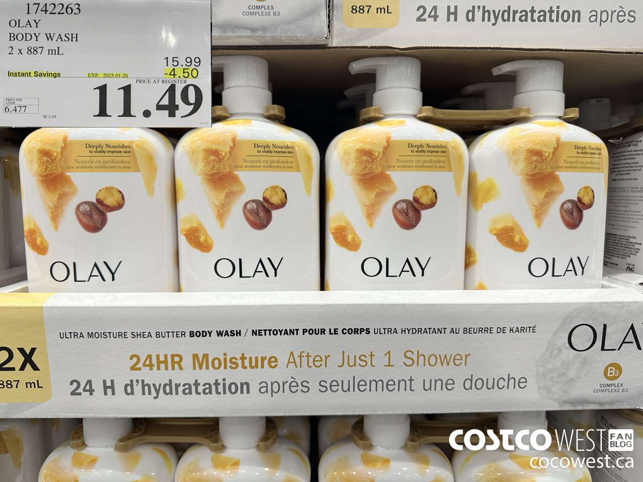 1742263 OLAY BODY WASH 2 X 887 ML ($4.50 INSTANT SAVINGS EXPIRES ON 2025-01-26) $11.49