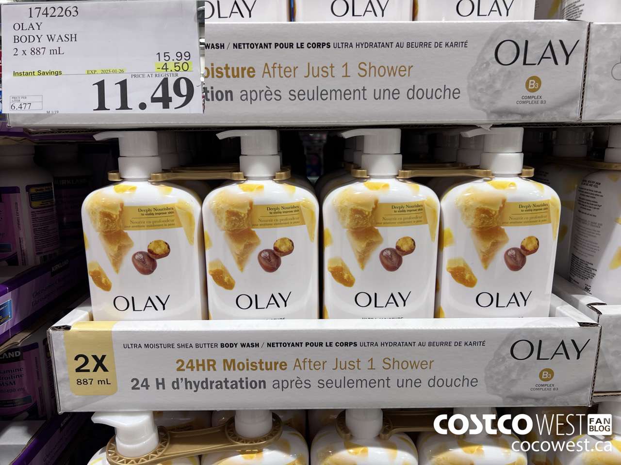 1742263 OLAY BODY WASH 2 X 887 ML ($4.50 INSTANT SAVINGS EXPIRES ON 2025-01-26) $11.49