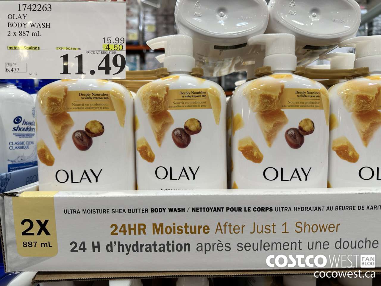 1742263 OLAY BODY WASH 2 X 887 ML ($4.50 INSTANT SAVINGS EXPIRES ON 2025-01-26) $11.49