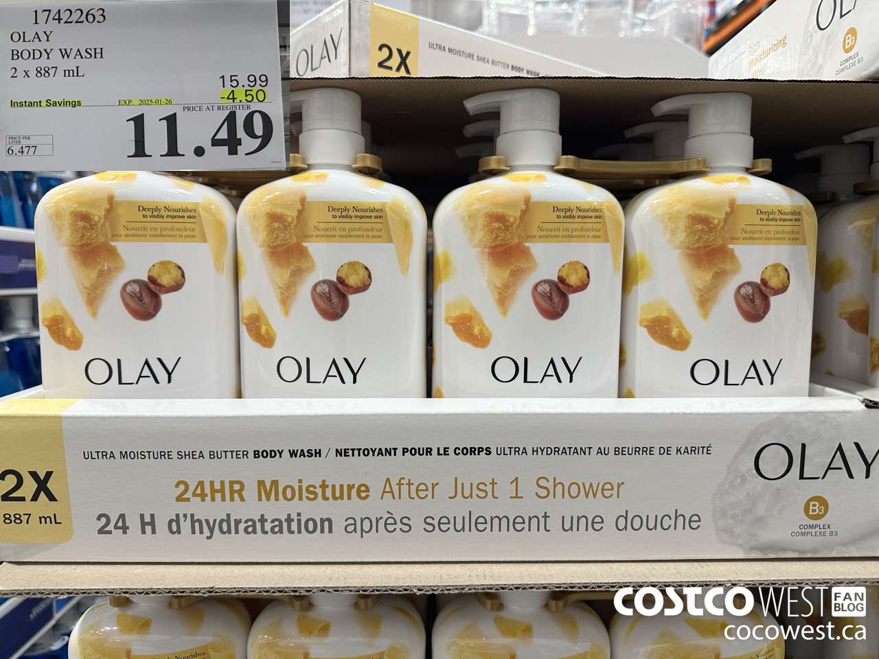 1742263 OLAY BODY WASH 2 X 887 ML ($4.50 INSTANT SAVINGS EXPIRES ON 2025-01-26) $11.49