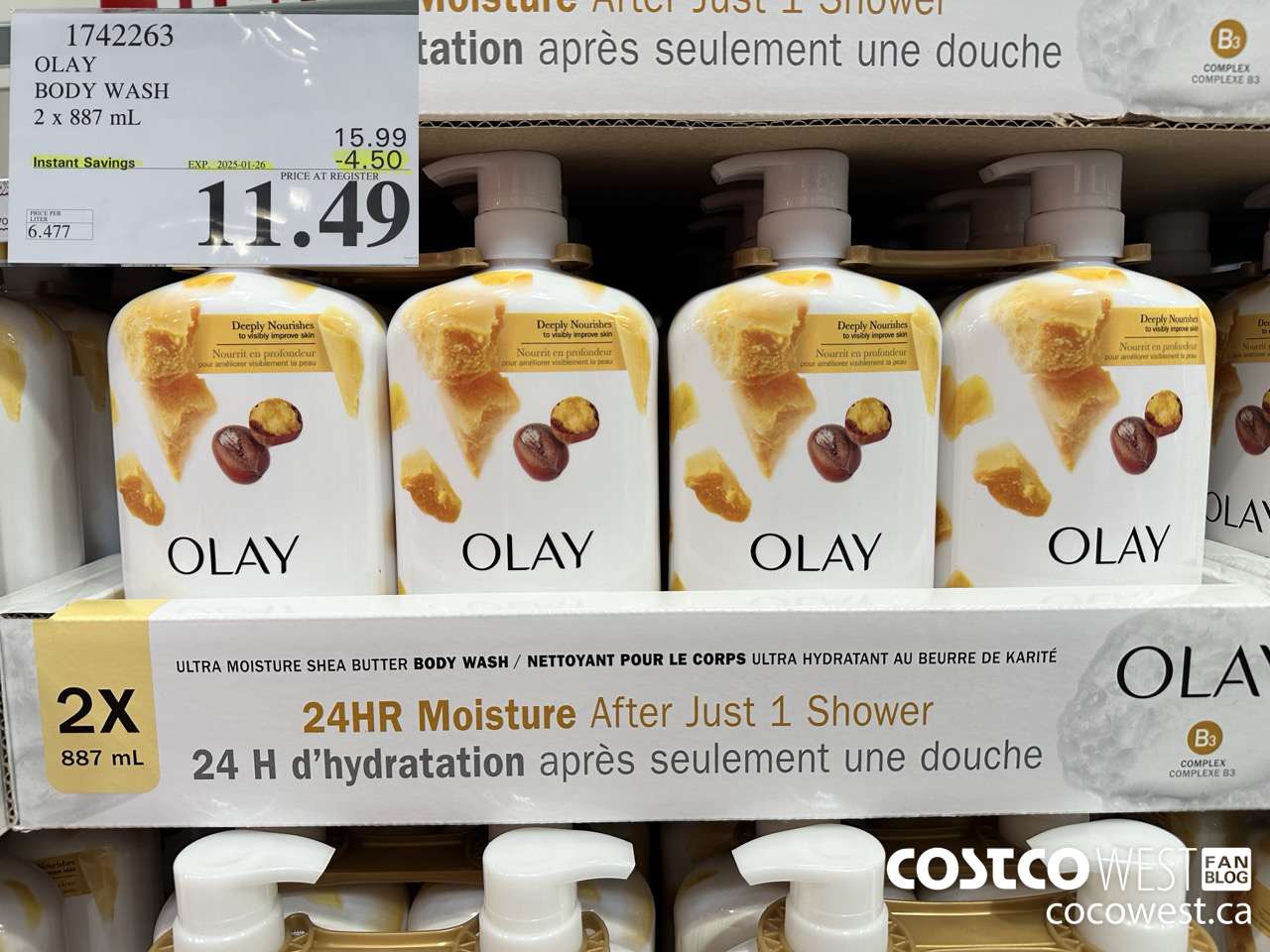 1742263 OLAY BODY WASH 2 X 887 ML ($4.50 INSTANT SAVINGS EXPIRES ON 2025-01-26) $11.49