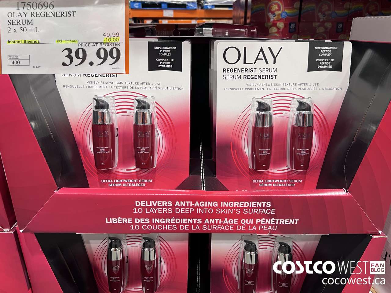 1750696 OLAY REGENERIST SERUM 2 X 50ML ($10.00 INSTANT SAVINGS EXPIRES ON 2025-01-26) $39.99
