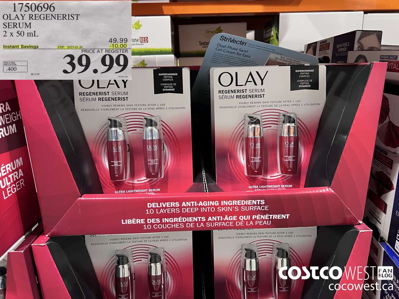1750696 OLAY REGENERIST SERUM 2 X 50ML ($10.00 INSTANT SAVINGS EXPIRES ON 2025-01-26) $39.99