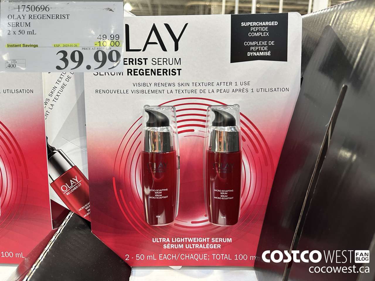 1750696 OLAY REGENERIST SERUM 2 X 50ML ($10.00 INSTANT SAVINGS EXPIRES ON 2025-01-26) $39.99