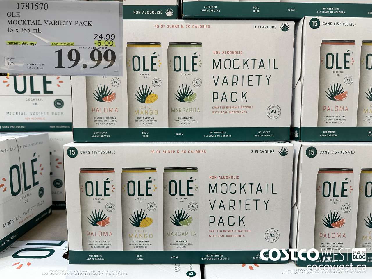 1781570 OLE MOCKTAIL VARIETY PACK 15 X 355 ML ($5.00 INSTANT SAVINGS EXPIRES ON 2025-02-02) $19.99