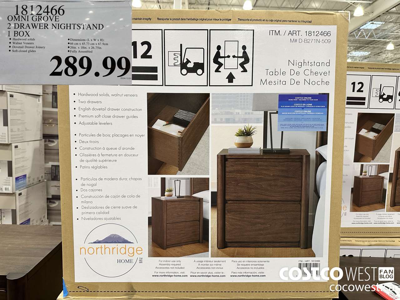 1812466 OMNI GROVE 2 DRAWER NIGHTSTAND 1 BOX $289.99