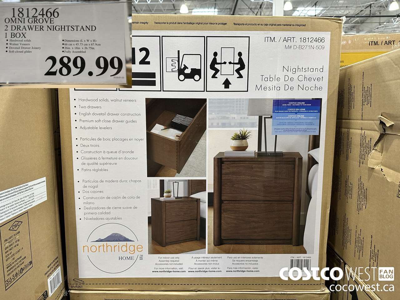 1812466 OMNI GROVE 2 DRAWER NIGHTSTAND 1 BOX $289.99