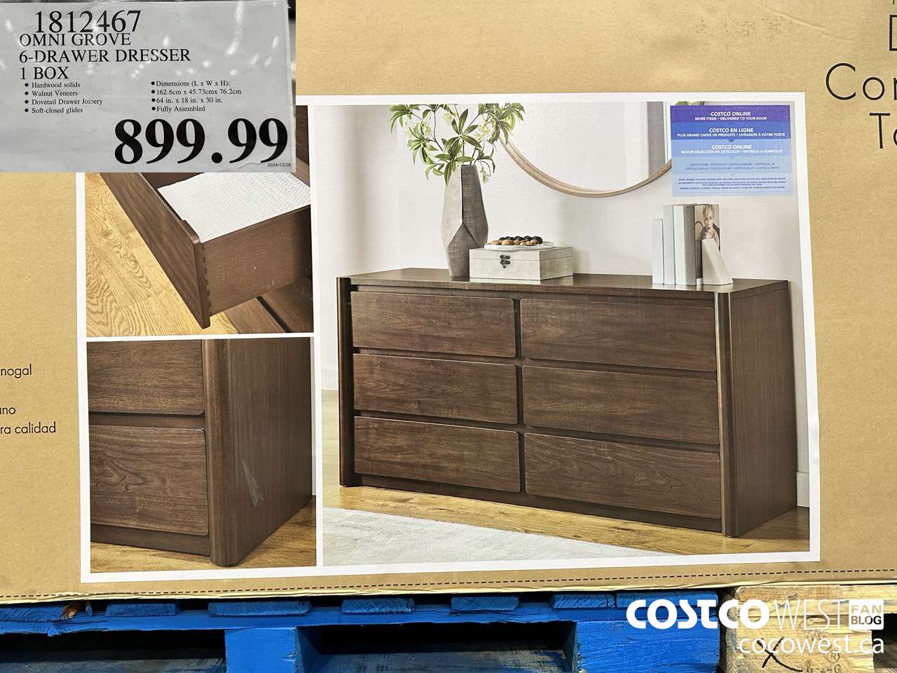 1812467 OMNI GROVE 6-DRAWER DRESSER 1 BOX $899.99