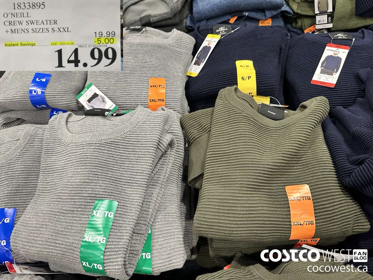 1833895 O'NEILL CREW SWEATER MENS SIZES S-XXL ($5.00 INSTANT SAVINGS EXPIRES ON 2025-01-26) $14.99