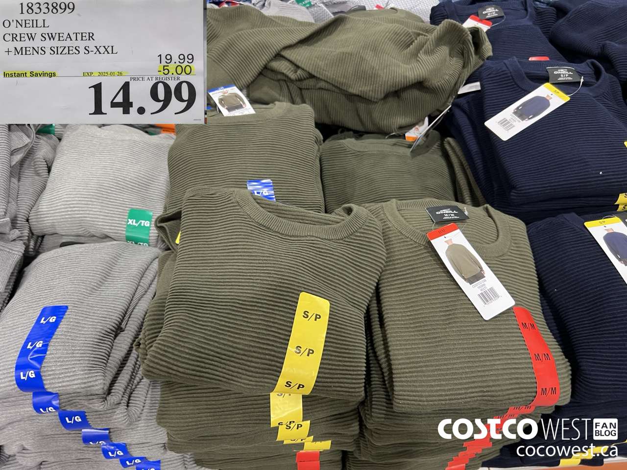 1833899 O'NEILL CREW SWEATER MENS SIZES S-XXL ($5.00 INSTANT SAVINGS EXPIRES ON 2025-01-26) $14.99