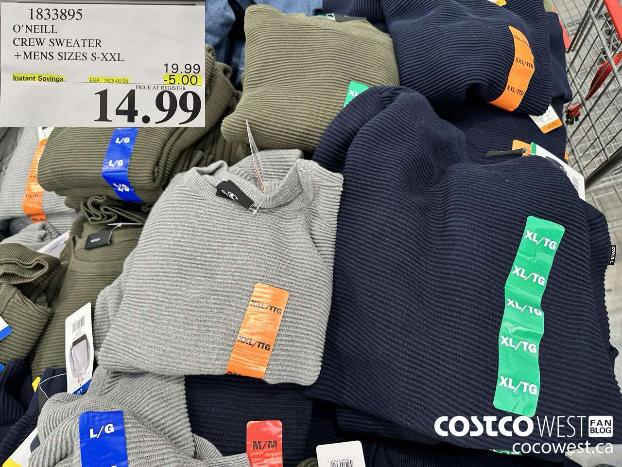 1833895 O'NEILL CREW SWEATER MENS SIZES S-XXL ($5.00 INSTANT SAVINGS EXPIRES ON 2025-01-26) $14.99