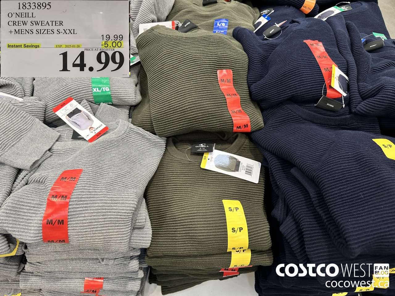 1833895 O'NEILL CREW SWEATER MENS SIZES S-XXL ($5.00 INSTANT SAVINGS EXPIRES ON 2025-01-26) $14.99