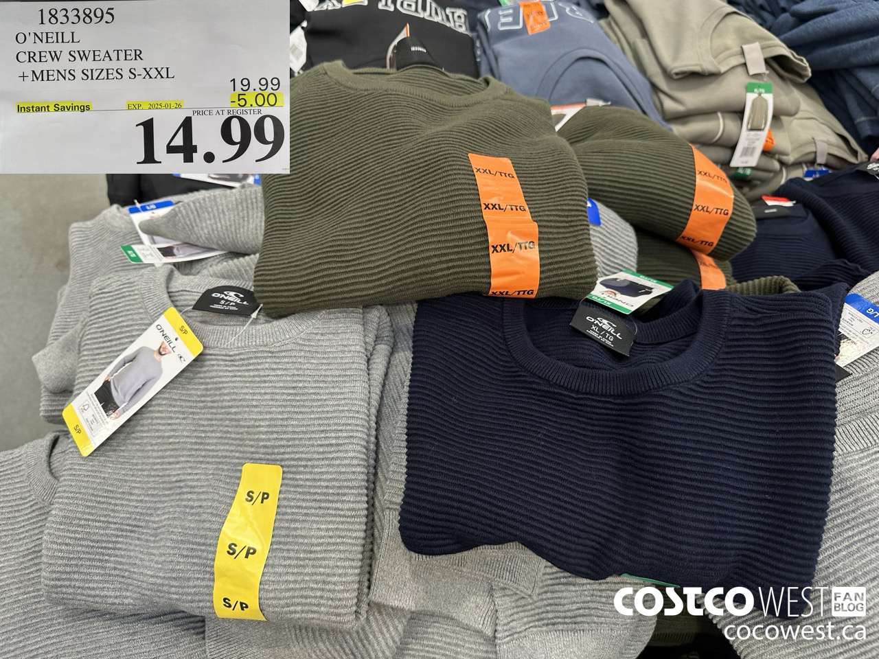 1833895 O'NEILL CREW SWEATER MENS SIZES S-XXL ($5.00 INSTANT SAVINGS EXPIRES ON 2025-01-26) $14.99