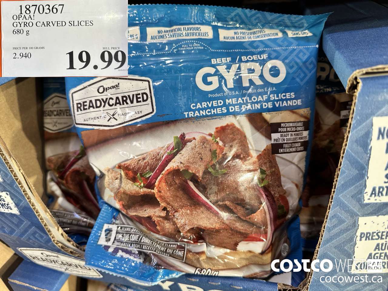 1870367 OPAA! GYRO CARVED SLICES 680G $19.99