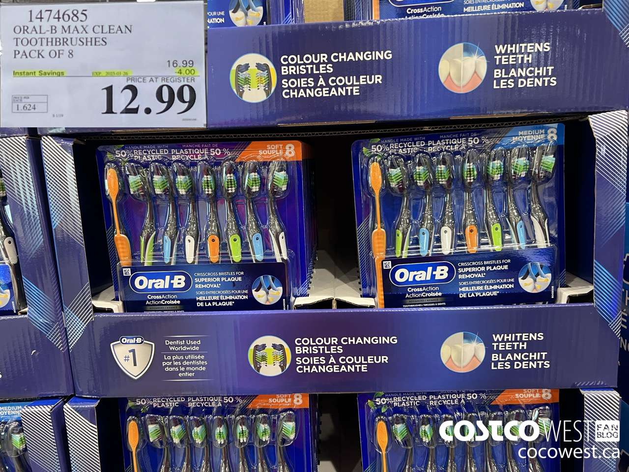 1474685 ORAL-B MAX CLEAN TOOTHBRUSHES PACK OF 8 ($4.00 INSTANT SAVINGS EXPIRES ON 2025-01-26) $12.99