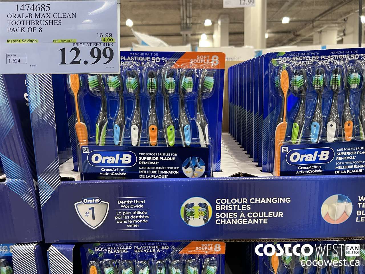 1474685 ORAL-B MAX CLEAN TOOTHBRUSHES PACK OF 8 ($4.00 INSTANT SAVINGS EXPIRES ON 2025-01-26) $12.99