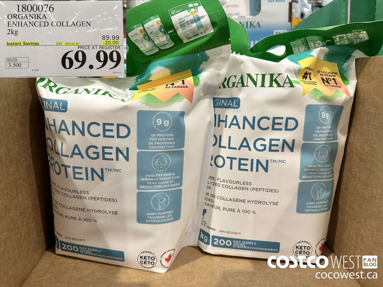 1800076 ORGANIKA ENHANCED COLLAGEN 2KG ($20.00 INSTANT SAVINGS EXPIRES ON 2025-01-26) $69.99