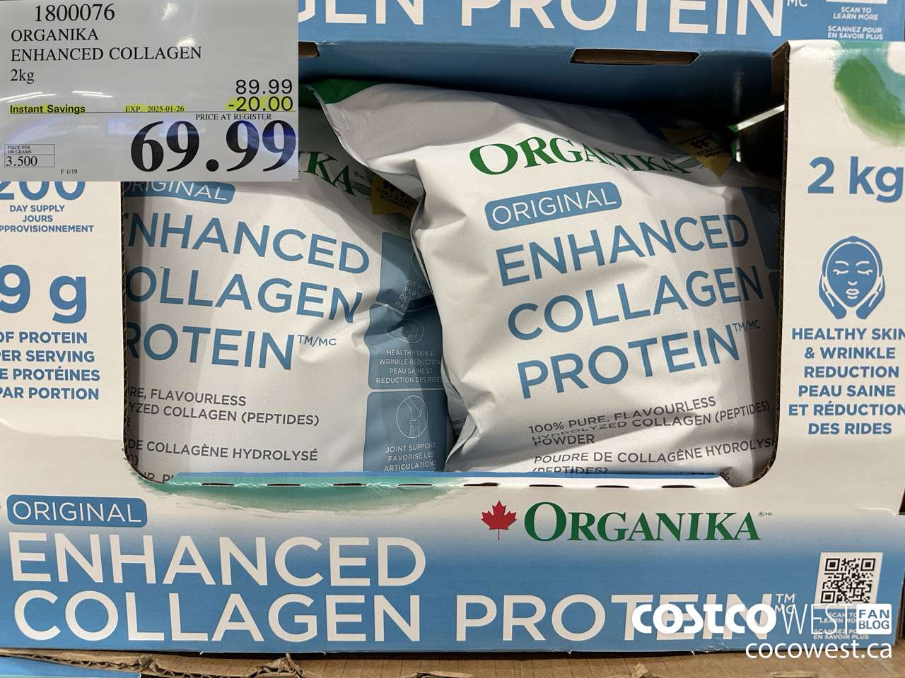 1800076 ORGANIKA ENHANCED COLLAGEN 2KG ($20.00 INSTANT SAVINGS EXPIRES ON 2025-01-26) $69.99