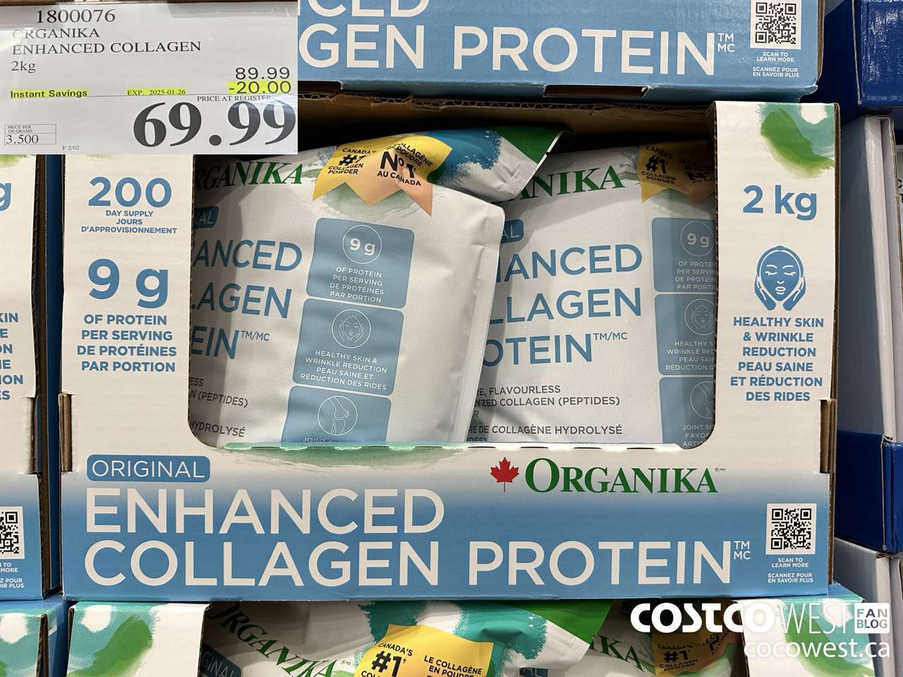 1800076 ORGANIKA ENHANCED COLLAGEN 2KG ($20.00 INSTANT SAVINGS EXPIRES ON 2025-01-26) $69.99